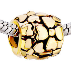 FREE S/H Pugster 22kt GP Gold Clover Flower Charm - Fits Pandora